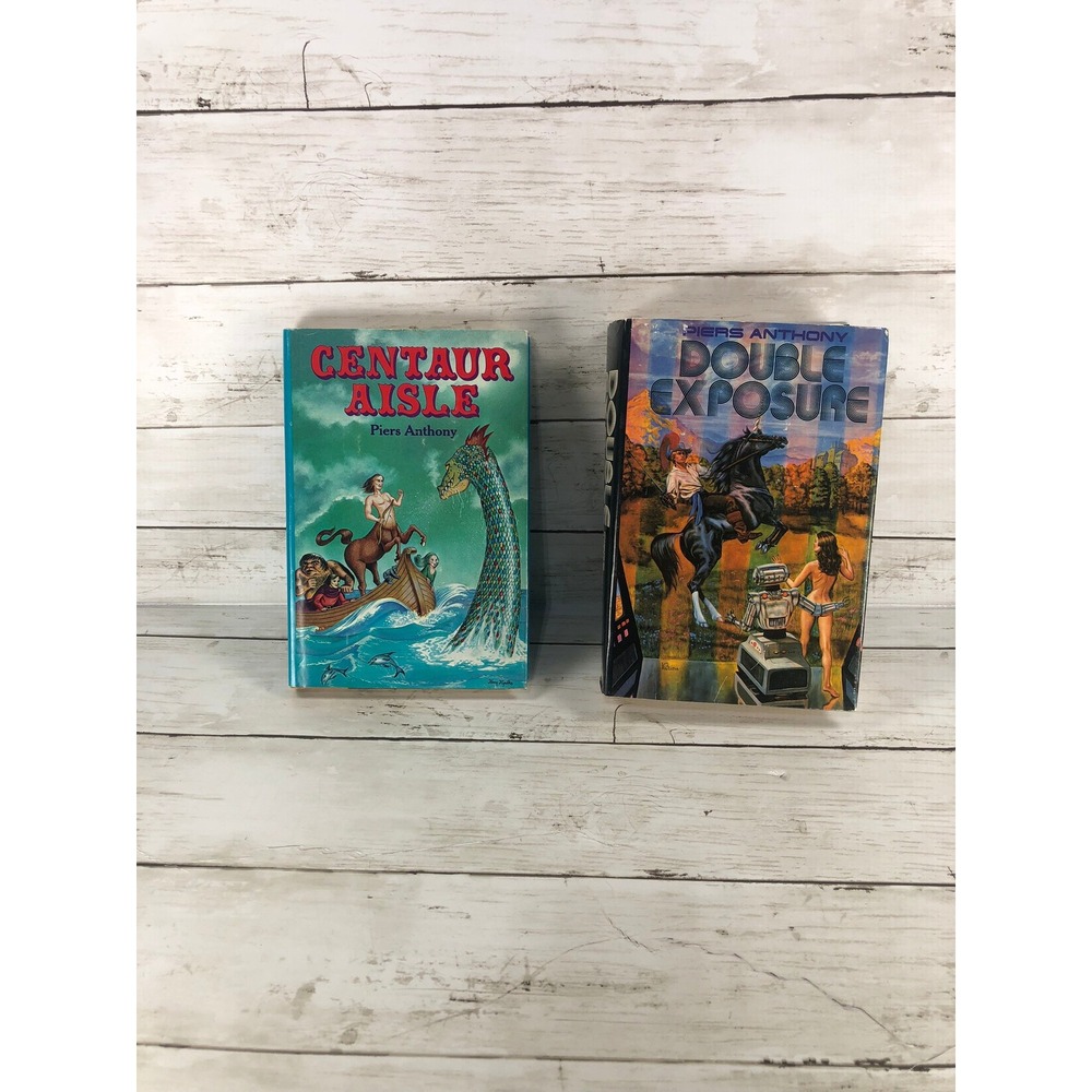 Piers Anthony Fantasy Book Lot Centaur Aisle & Double Exposure Hardcover Vintage